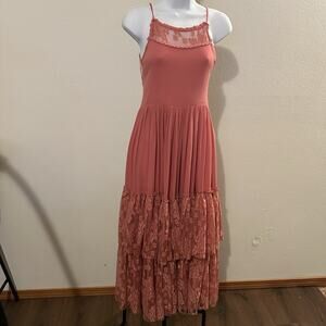 Joyfolie Mia Joy Catrin Dress Wild Rose Pink Lace Maxi Size 10 NWT